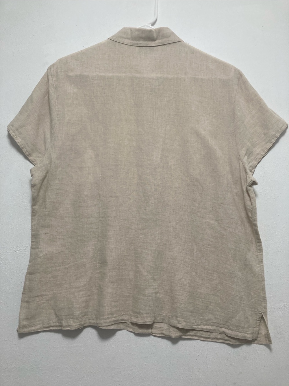 Eddie Bauer Vintage Linen Blend Short Sleeve Button Up Shirt Beige Size L Women' - Picture 15 of 16